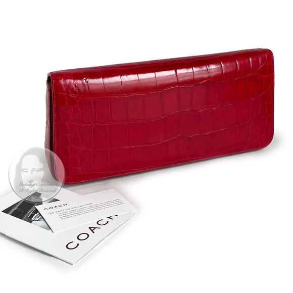 Coach Alligator Clutch Bag #8389 Italy Limited Edition Red Genuine Alligator HTF - Picture 3 of 13